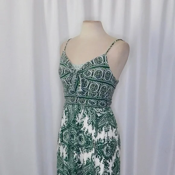 Anthropologie MOULINETTE SOEURS Brisbane Green Paisley Maxi Dress Knit Medium - Picture 8 of 16